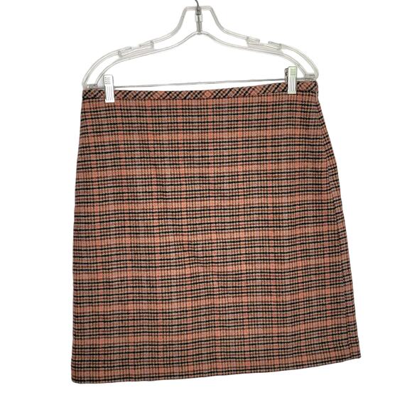 Talbots Recycled Wool Skirt Pink Plaid A-Line Fall Winter Women 10 - Picture 2 of 12